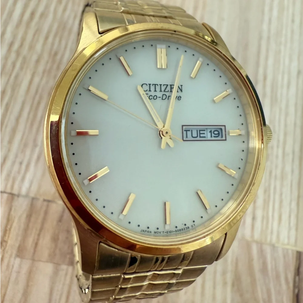 Citizen eco-drive men’s gold tone solar dress watch